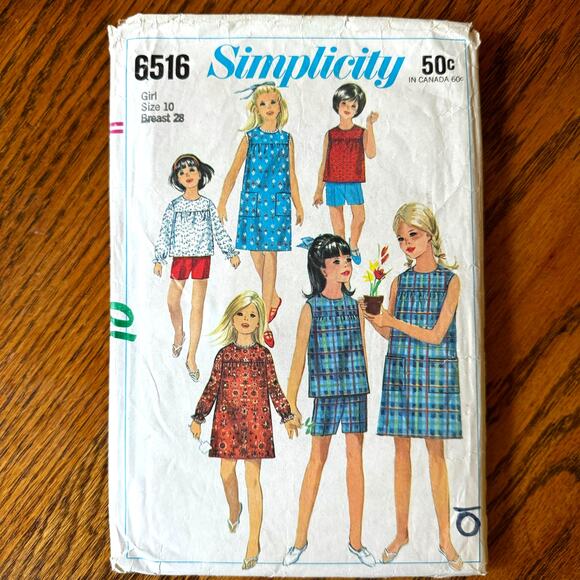 Vintage 1960s Simplicity 6516 Sewing Pattern Size XXS Dress Top Shorts COMPLETE - Picture 1 of 2